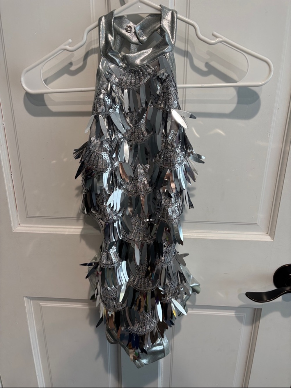 Weissman DO IT LIKE THIS Silver Sequin Fringe Dance Costume